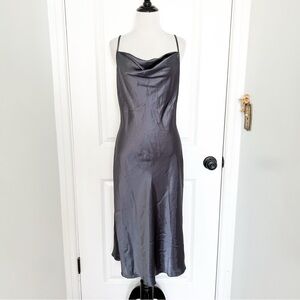 Bebe Gray Cowl Neck Slip Dress Midi Cocktail - Small
